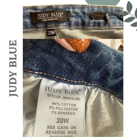 Judy Blue Distressed Rainbow Embroidered Jeans - Blue Denim Size 20W - Picture 8 of 8